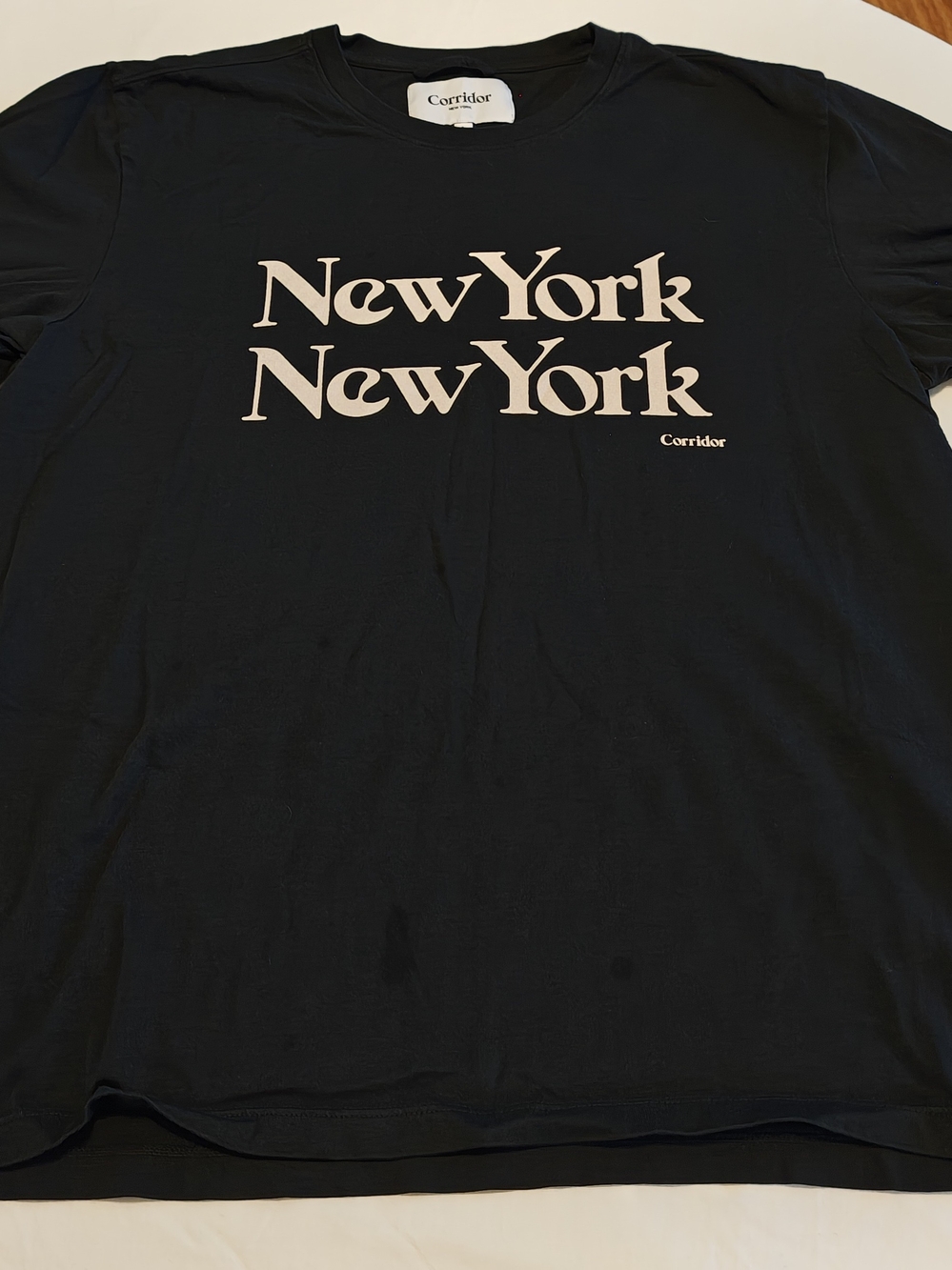 Corridor New York Graphic T-Shirt - Black with White Print - L